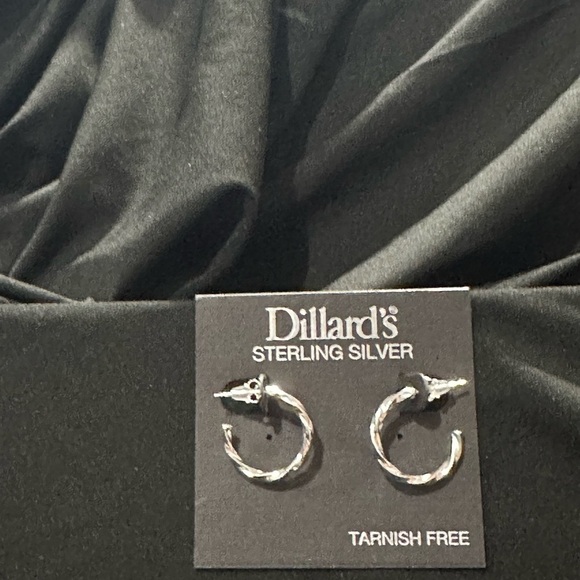 NWT, NEW Sterling Silver & Tarnish Free Sterling Silver Hoop Earrings - Dillards - Picture 2 of 2